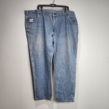 Vintage Diamond Gusset Jeans Men&#39;s Size 50x30 Straight USA Works Blue Denim - £17.89 GBP