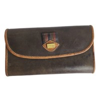 LAND Premium Leather Goods Women&#39;s Brown Leather Wallet Snap Closure - £27.68 GBP