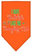 Hope Rudolph Eats Naughty List Screen Print Bandana Orange Small - £9.06 GBP