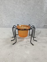 Halloween Glass Pumpkin Spider Tealight Holder - $11.98