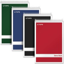 Tops Spiral Steno Books, 6&quot; X 9&quot;, Gregg Rule White Paper, Assorted, 80220 - £31.45 GBP