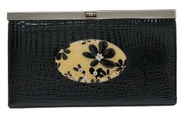 DEBBIE BROOKS CROC EMBOSSED BLACK LEATHER HAND SIGNED WALLET - £77.27 GBP