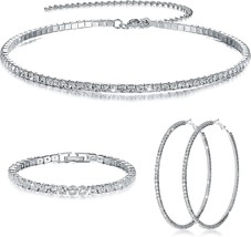 3 Pcs Choker Rhinestone Jewelry Set  - £20.71 GBP