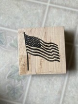 Large Waving American Flag Patriotic 4th Of July Rubber Stamp 3.25 Square - £12.66 GBP