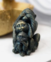 Whimsical Faded Bronze Color See Hear Speak No Evil Rainforest Monkeys Figurine - £17.85 GBP