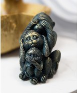Whimsical Faded Bronze Color See Hear Speak No Evil Rainforest Monkeys F... - £17.72 GBP
