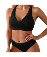 Criss Cross Push Up Bikinis for Women, Solid Color, Low Waist Swimwear P... - $28.27