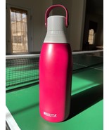 Brita Water Bottle Stainless Steel Red/White Premium Filtering 32 Oz Lid strap - $23.75