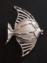 Goldfish Silver Pewter 3&quot; Brooch Pin Vintage EUC - $9.89