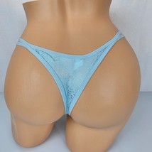 Vintage Thong Panties Butterfly Sequin Sparkle Low Rise Aqua Blue M 6 NEW - $13.86