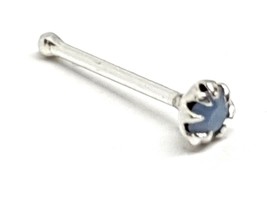 Nose Stud Blue Opal Claw Set Sterling Silver 22g (0.6mm) Gemstone Ball Stay - £7.40 GBP
