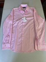 The Men&#39;s Store Regular Fit Plaid Dress Shirt in Pink-15.5 34/35 - £18.86 GBP