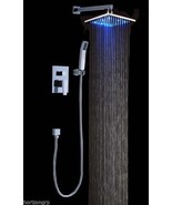 Luxury Bathroom Shower Set with 12&quot; Rainfall Sq LED Shower Head, Double-... - £298.48 GBP