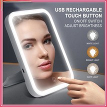 LED Makeup Mirror Touch Screen 3 Light Portable Standing Folding Vanity ... - $24.74+
