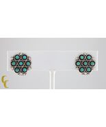 Sterling Silver Small Turquoise Round Clip-On Earrings Unique - €90,09 EUR