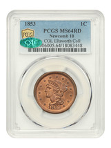 1853 1C PCGS/CAC MS64RD (N-10) ex: Col. Ellsworth - £2,849.50 GBP