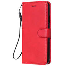 Anymob Xiaomi Redmi Phone Case Red Leather Classic Flip Wallet - £23.04 GBP