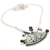 Dalmatian Black Spinel Gemstone Handmade Fashion Necklace Jewelry 18" SA 1789 - £4.78 GBP