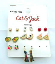 Kids Earrings Cat And Jack Pizza Stars Tassels 8 Pairs Summer Spring Party - £4.30 GBP