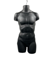Mannequin Male Black Clothing Form Display with Hanging Hook Hollow Back... - $30.99