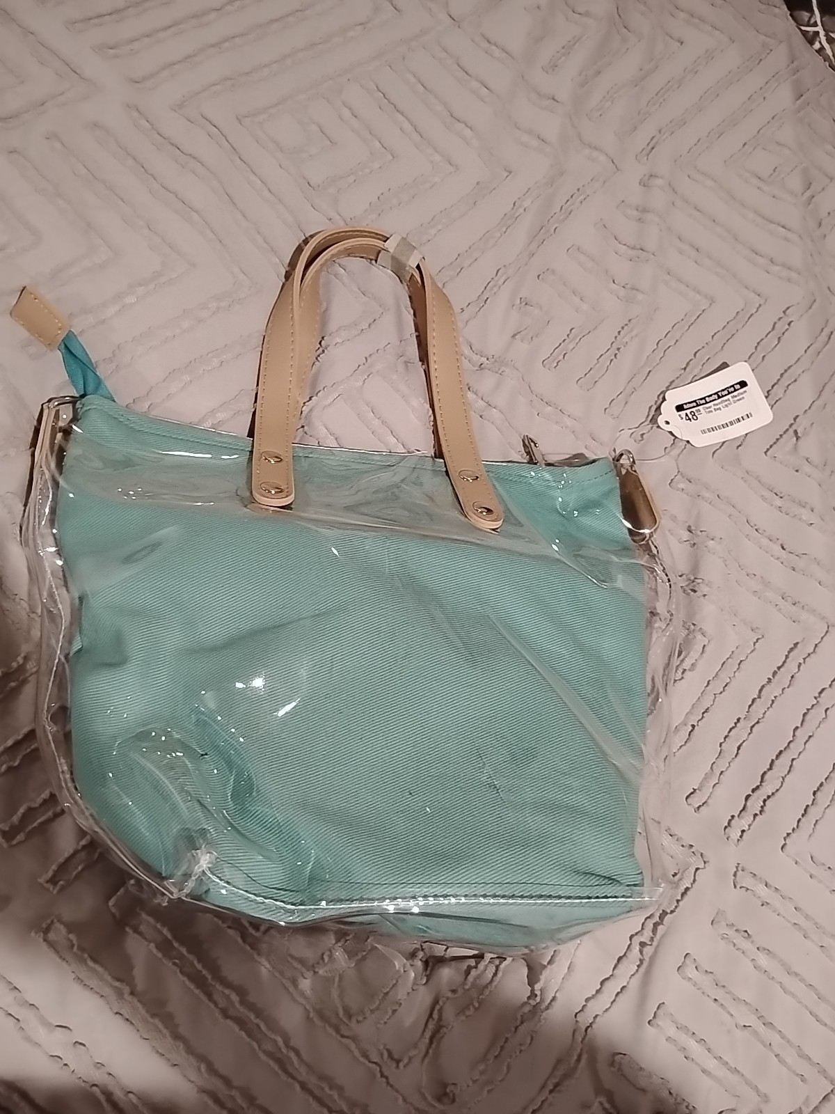 Ladies Handbag Clear outside with cloth purse inside New - $16.82
