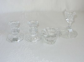 Lot of 4 Vintage Crystal Clear Candlestick Holders Pair Mikasa Slovenia - £19.71 GBP