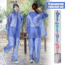 Waterproof Full Rain Suit Outdoor Cycling Hiking Hooded Rain Coat Jacket Trouser - £15.25 GBP