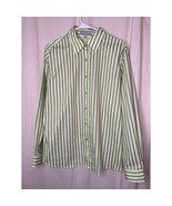 Foxcroft Green Pink Watermelon Stripe Wrinkle Free Shape Fit Oxford Shir... - $25.00