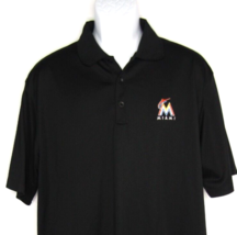 Nike Dri-Fit Men&#39;s SS Miami Marlins Golf Polo Shirt XL Black Front Logo MLB - £17.41 GBP