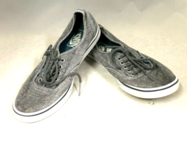 Vans Dark Gray Athletic Canvas Shoes Fashion Sneakers Unisex Men 7.5 Woman 9 - £13.52 GBP