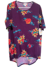 Lularoe Irma XS Purple with Floral Bursts Short Sleeve Tunic Top NWT - $14.85