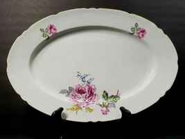 Bohemian Fine China Pink Rose Pattern 13.5&quot; Oval Serving Platter - £26.09 GBP