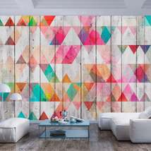 Tiptophomedecor Peel and Stick Wallpaper Wall Mural - Colourful Triangles On Woo - £47.84 GBP+