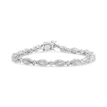 Exquisite Sterling Silver Cttw Diamond Alternating Starburst Link Bracelet - £294.14 GBP