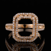 14k Yellow Gold Ring Semi Mount Ring Handmade Bridal Cushion Setting 7x9 mm Ring - $635.00