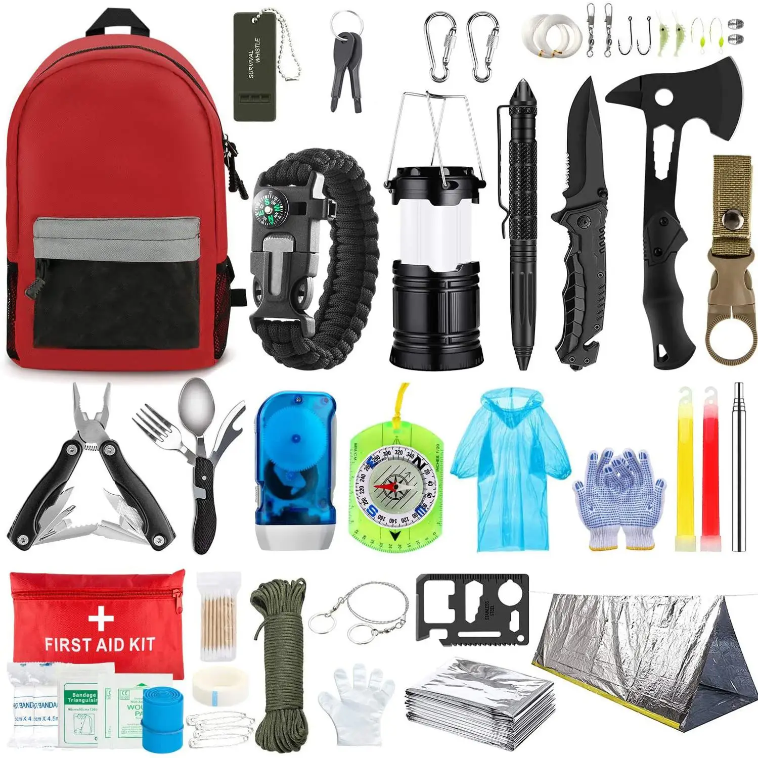 Emergency Survival Tool 101Pcs Camping Equipment Survival Gear First Aid Kit - £112.50 GBP