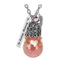 Pretty Pink and White Hearts Glass Cremation Urn - Love Charms™ Option - $29.95