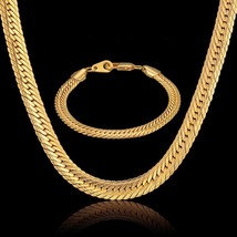 Dubai Jewelry Sets Men Jewelry 8MM Hiphop Gold Color African Big Snake Chain Men - £21.00 GBP