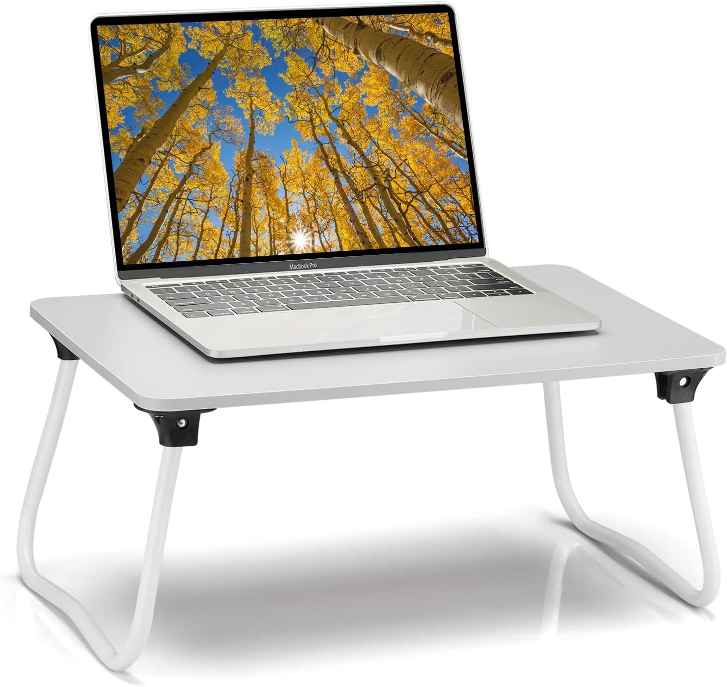 Ruxury Foldable Lap Desk Laptop Stand Bed Desk Table Tray, Breakfast, White - $39.97