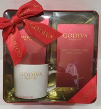 Godiva Hot Cocoa Gift Set Milk Chocolate Dark Chocolate And Cup In Red Tin - $29.69