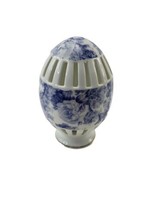Formalities by Baum Bros Blue and White Floral Egg w Gold Footed Trim Figure  - £10.91 GBP
