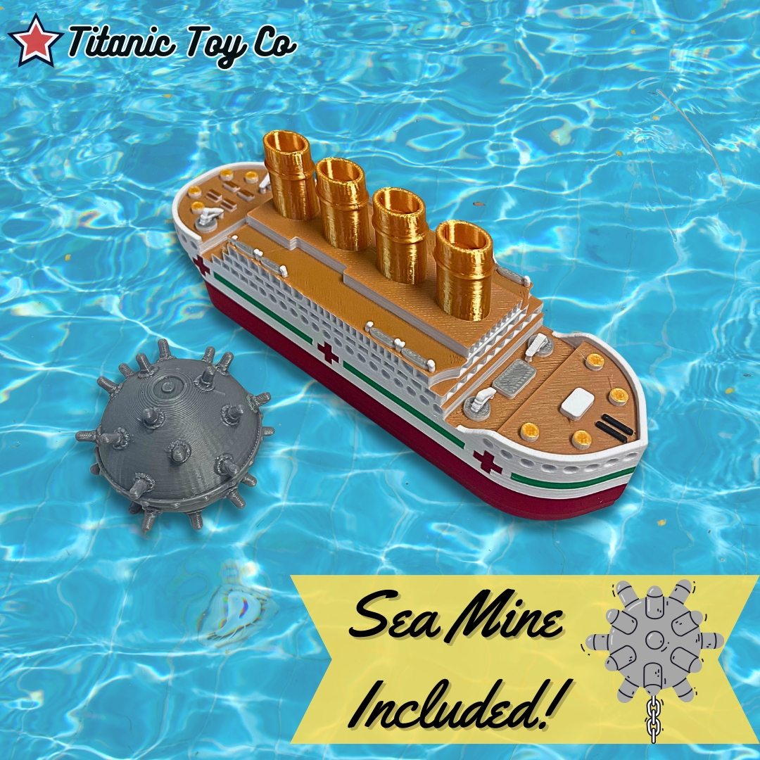 thumbnail interactive-video image 1 of Britannic Bath Boat & Pool Toy – Titanic Model For Kids (White Star Line) 1 of 1