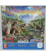 Ceaco 1000 Piece Puzzle Wild WOLVES and pups in the valley River w/ Bird... - $41.13