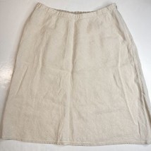 Lands End 100% Linen A-Line Skirt Womens 18W Neutral Beige Side Zip Plus... - $17.99