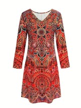 Red Orange and Multicolor Boho Paisley Tunic Blouse Dress 2XL - $20.45 CAD