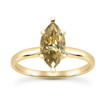 1 Carat Marquise Shape Diamond Engagement Ring Brown Color 14K Yellow Gold VS1 - £1,596.48 GBP