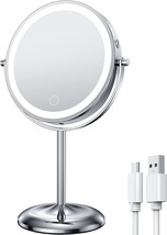 Gospire Rechargeable Lighted Makeup Mirror 7&quot;, 1X/10X Double-Sided Magnifying - £41.50 GBP