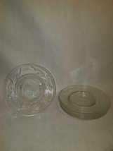 Vintage Clear Glass Etched Snack Plates Abstract Set of 6 - £26.83 GBP