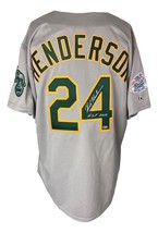 Rickey Henderson Signed A&#39;s Gray Majestic 1989 WS Jersey HOF 2009 MLB Ho... - £533.16 GBP