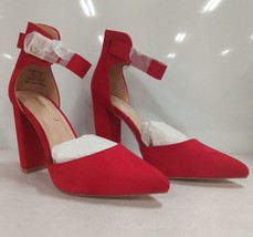 Ninetingel Women&#39;s High Chunky Heels Pump Shoes Red Suede Size 7 1/2 011AW - £12.92 GBP